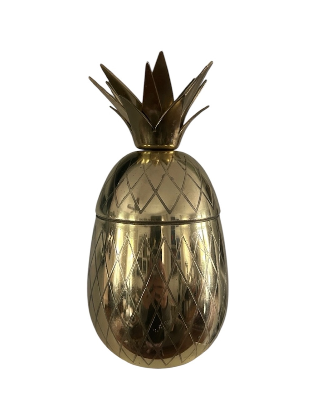 Vintage Brass Pineapple with Lid Tumbler Trinket Jar